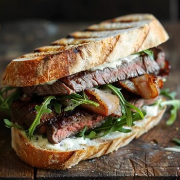 Gourmet Steak Sandwich with Arugula and Horseradish