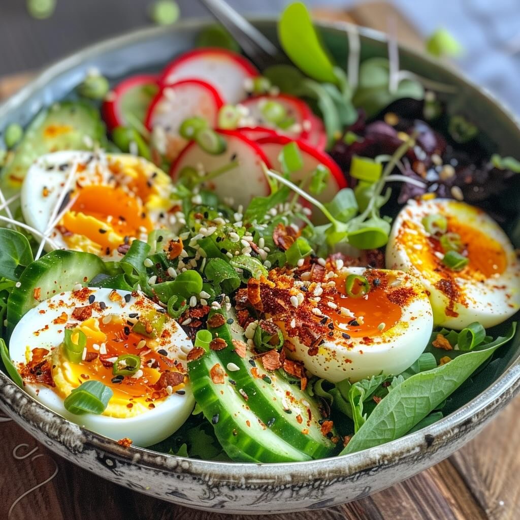 easy egg and green bowl salad